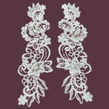 Beaded Corded Floral Lace Applique 10" x 3"