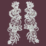 Beaded Corded Floral Lace Applique 10" x 3"