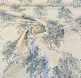 Secret Of The Tree Chenille Upholstery Fabric - Delft Blue Botanical Toile, 56" Width (By The Yard)