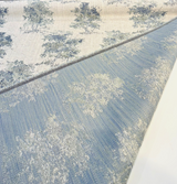 Secret Of The Tree Chenille Upholstery Fabric - Delft Blue Botanical Toile, 56" Width (By The Yard)