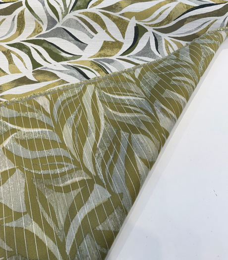 Swavelle Isleta Jacquard Upholstery Fabric - Leaf Green Abstract Leaf Pattern, 59" Width (1 Yard)