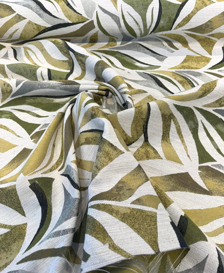Swavelle Isleta Jacquard Upholstery Fabric - Leaf Green Abstract Leaf Pattern, 59" Width (1 Yard)