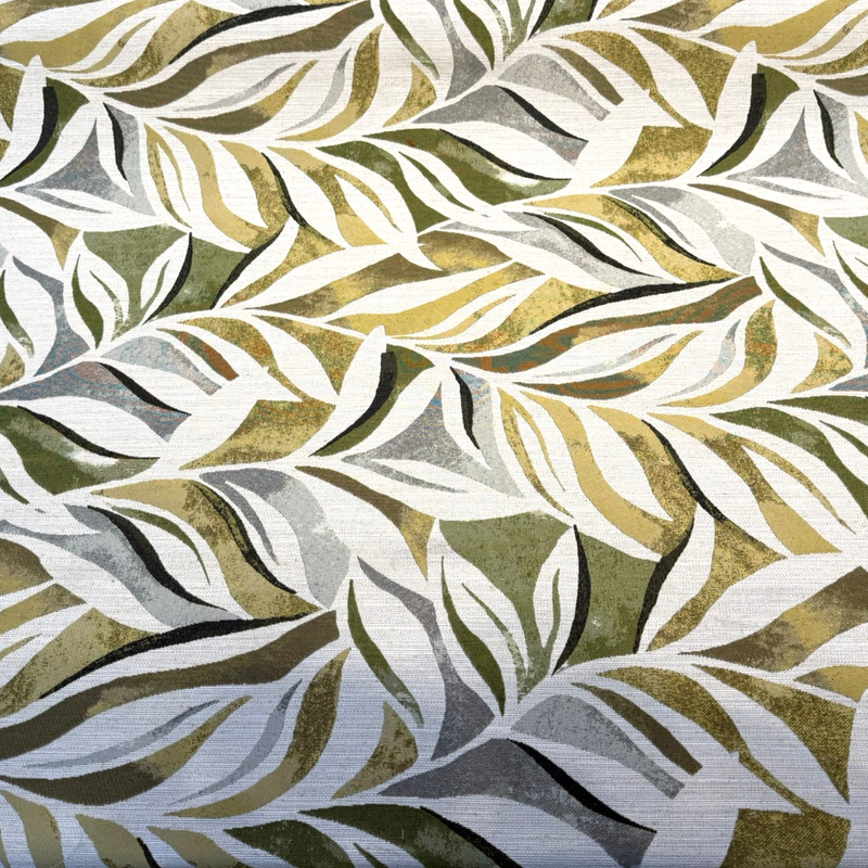 Swavelle Isleta Jacquard Upholstery Fabric - Leaf Green Abstract Leaf Pattern, 59" Width (1 Yard)