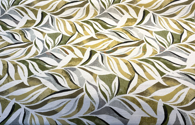 Swavelle Isleta Jacquard Upholstery Fabric - Leaf Green Abstract Leaf Pattern, 59" Width (1 Yard)