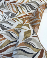 Swavelle Isleta Leaf Autumn Jacquard Upholstery Fabric - Burnt Orange, Rust, Taupe, Charcoal, Gold, Ivory Abstract Leaf Pattern, 59" Width (1 Yard)
