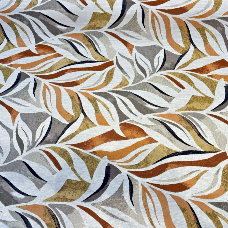 Swavelle Isleta Leaf Autumn Jacquard Upholstery Fabric - Burnt Orange, Rust, Taupe, Charcoal, Gold, Ivory Abstract Leaf Pattern, 59" Width (1 Yard)