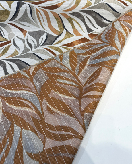 Swavelle Isleta Leaf Autumn Jacquard Upholstery Fabric - Burnt Orange, Rust, Taupe, Charcoal, Gold, Ivory Abstract Leaf Pattern, 59" Width (1 Yard)