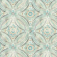 Blissfulness Spa Cotton Fabric - Aqua, Beige, Gray Medallion Print, 54" Width (1 Yard)