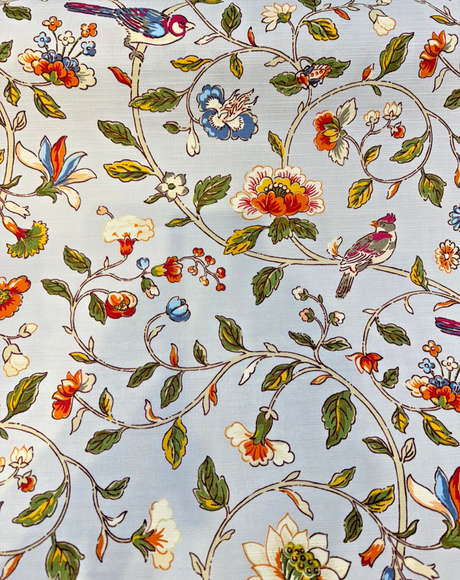 Summer Isles Tigerlily Cotton Fabric - Floral Bird Pattern, Gray Multi, 54" Width (1 Yard)