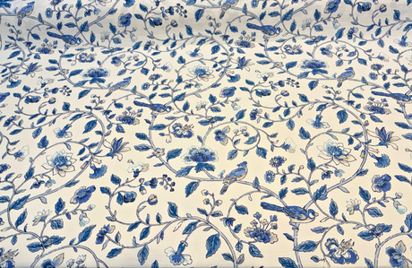Waverly Summer Isles Cotton Fabric - Sky Blue Floral Bird, 54" Width (1 Yard)