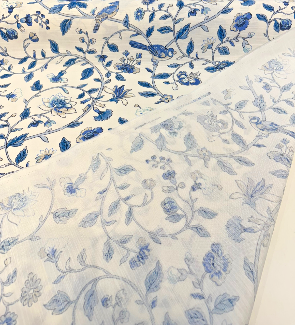 Waverly Summer Isles Cotton Fabric - Sky Blue Floral Bird, 54" Width (1 Yard)