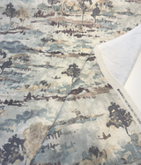 Waverly Imagery Quarry 100 Percent Cotton Fabric - Watercolor Scenic Toile, Misty Blue/Taupe/Stone Gray/Ivory/Warm Beige, 54" Width (1 Yard)