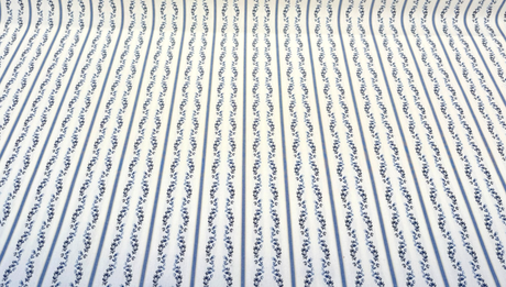 Waverly Regency Stripe Blue Caspian Vine 100% Cotton Fabric - Blue Vertical Stripe Vine Pattern, 57" Width (1 Yard)