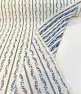 Waverly Regency Stripe Blue Caspian Vine 100% Cotton Fabric - Blue Vertical Stripe Vine Pattern, 57" Width (1 Yard)