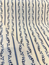 Waverly Regency Stripe Blue Caspian Vine 100% Cotton Fabric - Blue Vertical Stripe Vine Pattern, 57" Width (1 Yard)