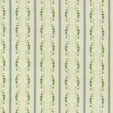 Waverly Regency Stripe Green Clover Vine Cotton Fabric - Green Vine Vertical Stripe, 57" Width (1 Yard)