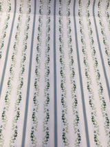 Waverly Regency Stripe Green Clover Vine Cotton Fabric - Green Vine Vertical Stripe, 57" Width (1 Yard)