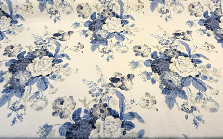 Waverly Nora Chambray Blue Linen Rayon Fabric - Blue Floral, 54" Width (1 Yard)