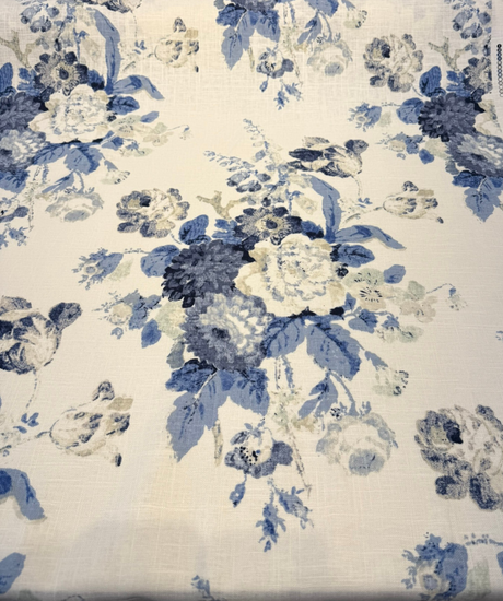 Waverly Nora Chambray Blue Linen Rayon Fabric - Blue Floral, 54" Width (1 Yard)