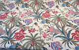 Exotic Curiosity Jewel Linen Fabric - Tropical Floral Botanical Print, 54" Width (1 Yard)