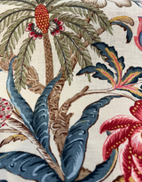 Exotic Curiosity Jewel Linen Fabric - Tropical Floral Botanical Print, 54" Width (1 Yard)