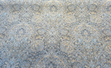 Garzoni Spa Vintage Chenille Upholstery Fabric - Spa Blue, Golden Beige Damask, 57" Width (1 Yard)