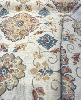 Swavelle Uwharrie Liberty Medallion Chenille Fabric - Rust, Gold, Slate Blue, Ivory Medallion, 58" Width (1 Yard)