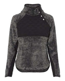 Women's Quilted Fuzzy Fleece Snap Placket Pullover