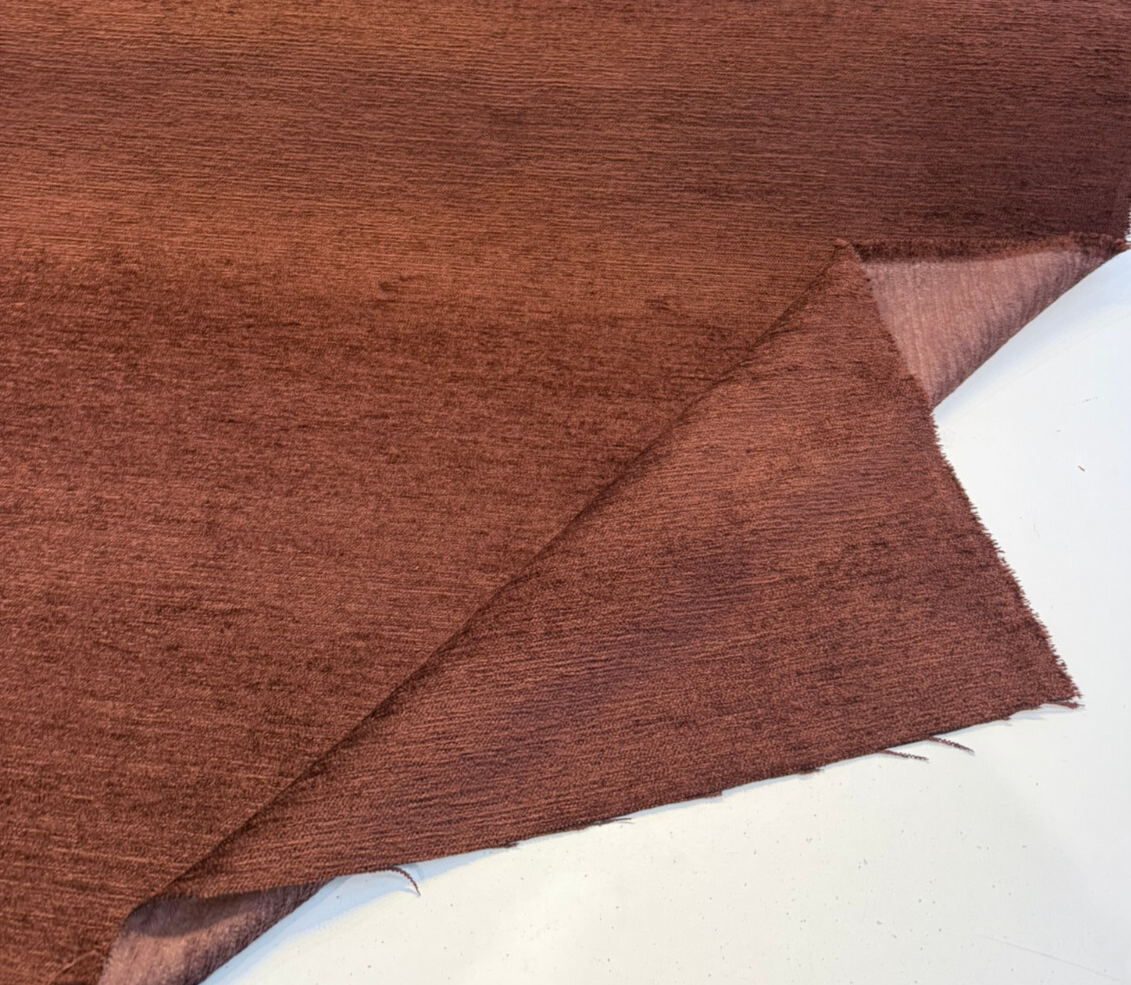 Upholstery Cuddle Brown Brick Soft Chenille Chenille Fabric - Brown Brick, 54" Width (By The Yard)