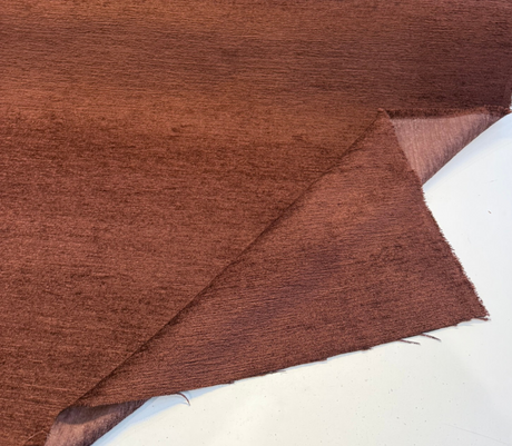Upholstery Cuddle Brown Brick Soft Chenille Chenille Fabric - Brown Brick, 54" Width (By The Yard)