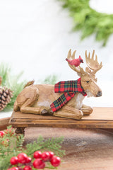 6.5" - 9" Moose with Cardinal & Plaid Scarf