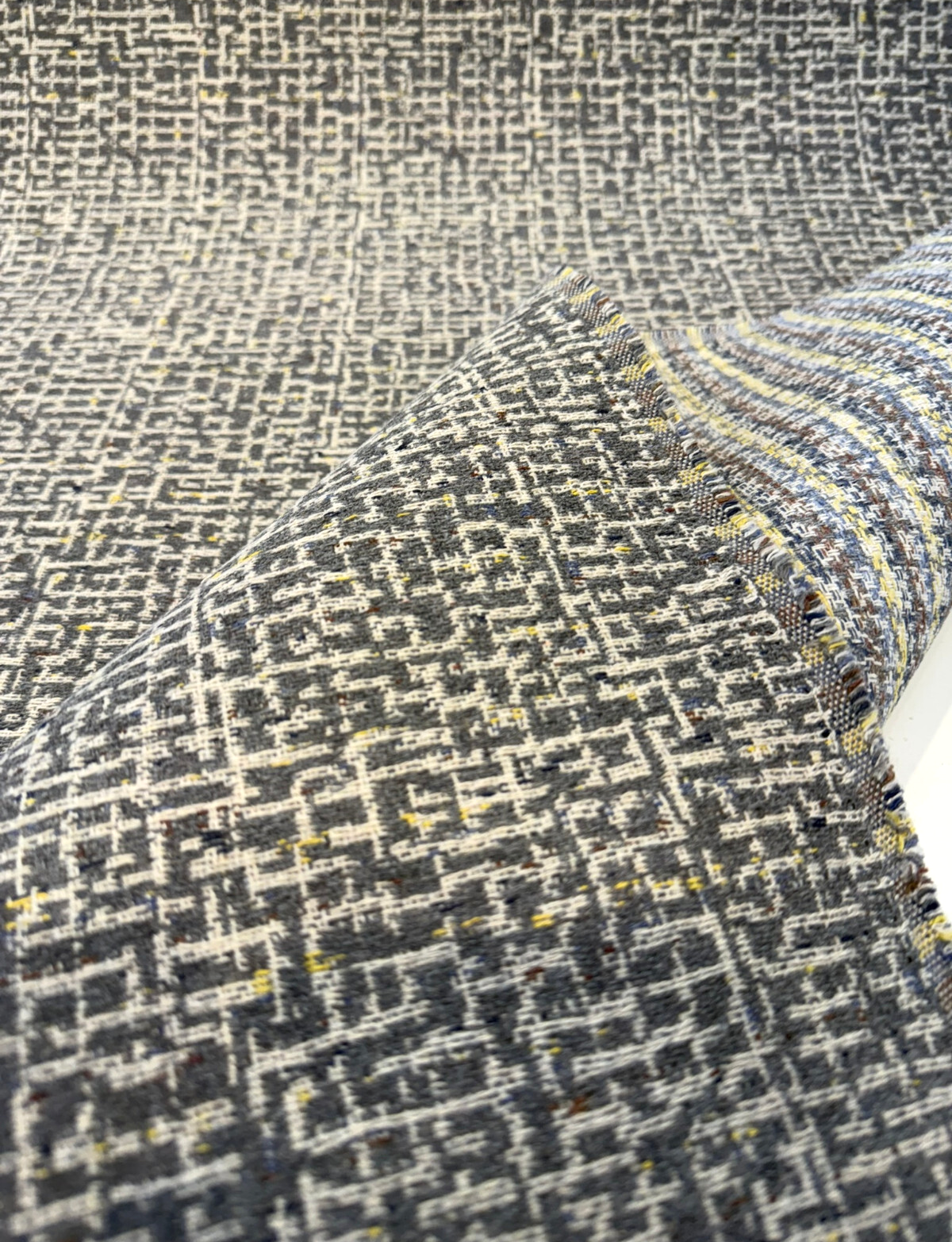 Highlander Greystone Acrylic Fabric - Greystone And Cream Tweed, 54" Width (1 Yard)