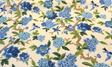 Celeste Blue Luna Birds Floral 100 Percent Cotton Fabric - Bluebirds, Peonies, Hydrangeas, 54" Width (1 Yard)