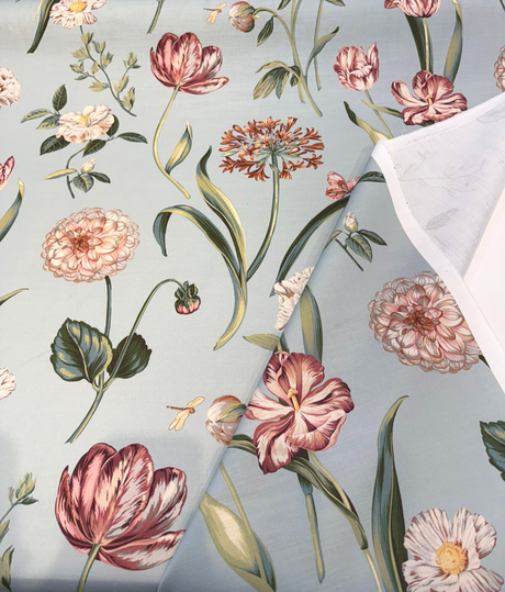Escape To Eden Cotton Fabric - Seaside Teal Floral, 54" Width (1 Yard)
