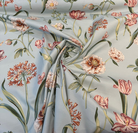 Escape To Eden Cotton Fabric - Seaside Teal Floral, 54" Width (1 Yard)