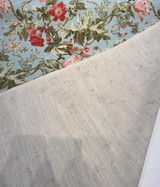 Cosima Robins Egg Cotton Linen Fabric - Vintage Floral, Robins Egg Blue, 55" Width (By The Yard)
