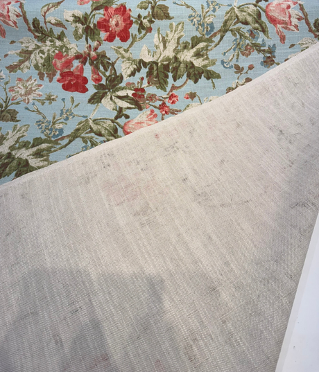 Cosima Robins Egg Cotton Linen Fabric - Vintage Floral, Robins Egg Blue, 55" Width (By The Yard)