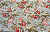 Cosima Robins Egg Cotton Linen Fabric - Vintage Floral, Robins Egg Blue, 55" Width (By The Yard)