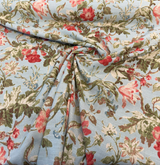 Cosima Robins Egg Cotton Linen Fabric - Vintage Floral, Robins Egg Blue, 55" Width (By The Yard)