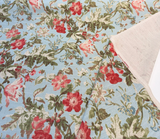 Cosima Robins Egg Cotton Linen Fabric - Vintage Floral, Robins Egg Blue, 55" Width (By The Yard)