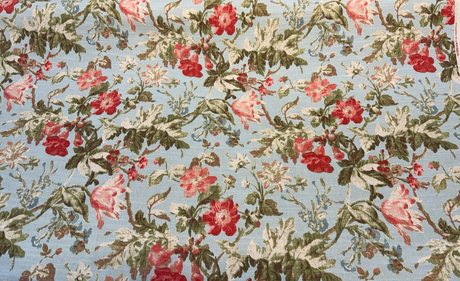 Cosima Robins Egg Cotton Linen Fabric - Vintage Floral, Robins Egg Blue, 55" Width (By The Yard)