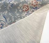 Stonington Seaspray Cotton Linen Blend Fabric - Vintage Floral, Sea Green, Rose, Federal Blue, White, 54" Width (1 Yard)