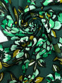 Linen Viscose Floral Print Green Black