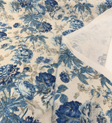 Waverly Daphne Blue Luna Linen Floral Cotton Linen Fabric - Blue Floral Botanical Print, 54" Width (1 Yard)