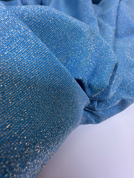 Lurex Blend Knitted Fabric Golden Blue