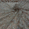 1 Yard Champagne Beaded Lace Fabric Embroidered on Polyester Mesh, 53" Wide,