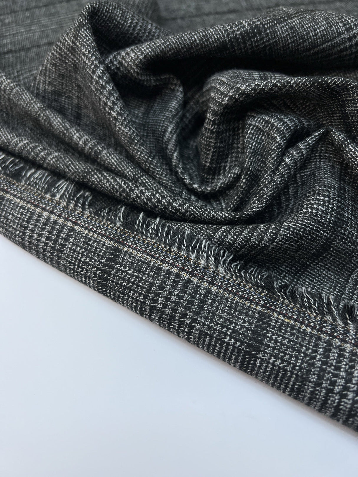 Tweed Suit Fabric Gray Black