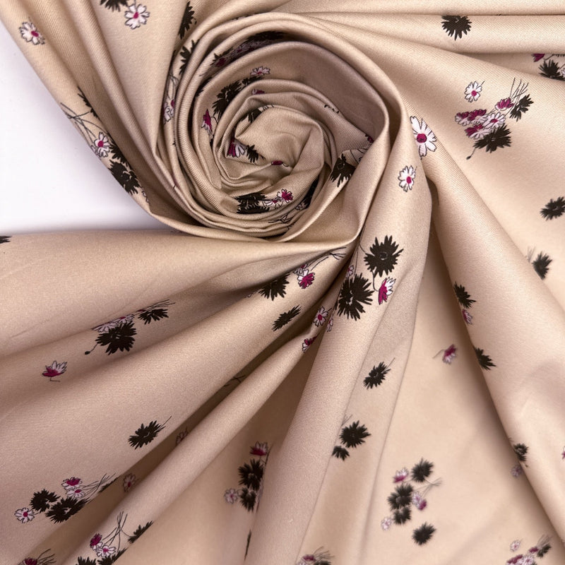 Viscose Twill Floral Print Black Pink