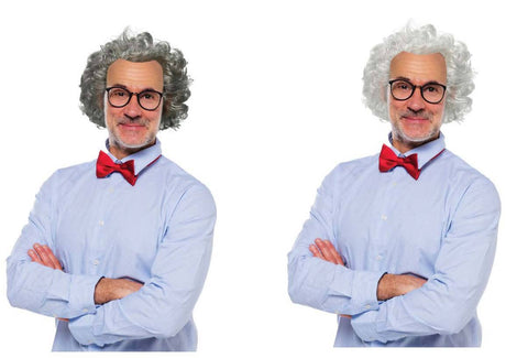 Adult old man costume wig in white or grey with elastic band