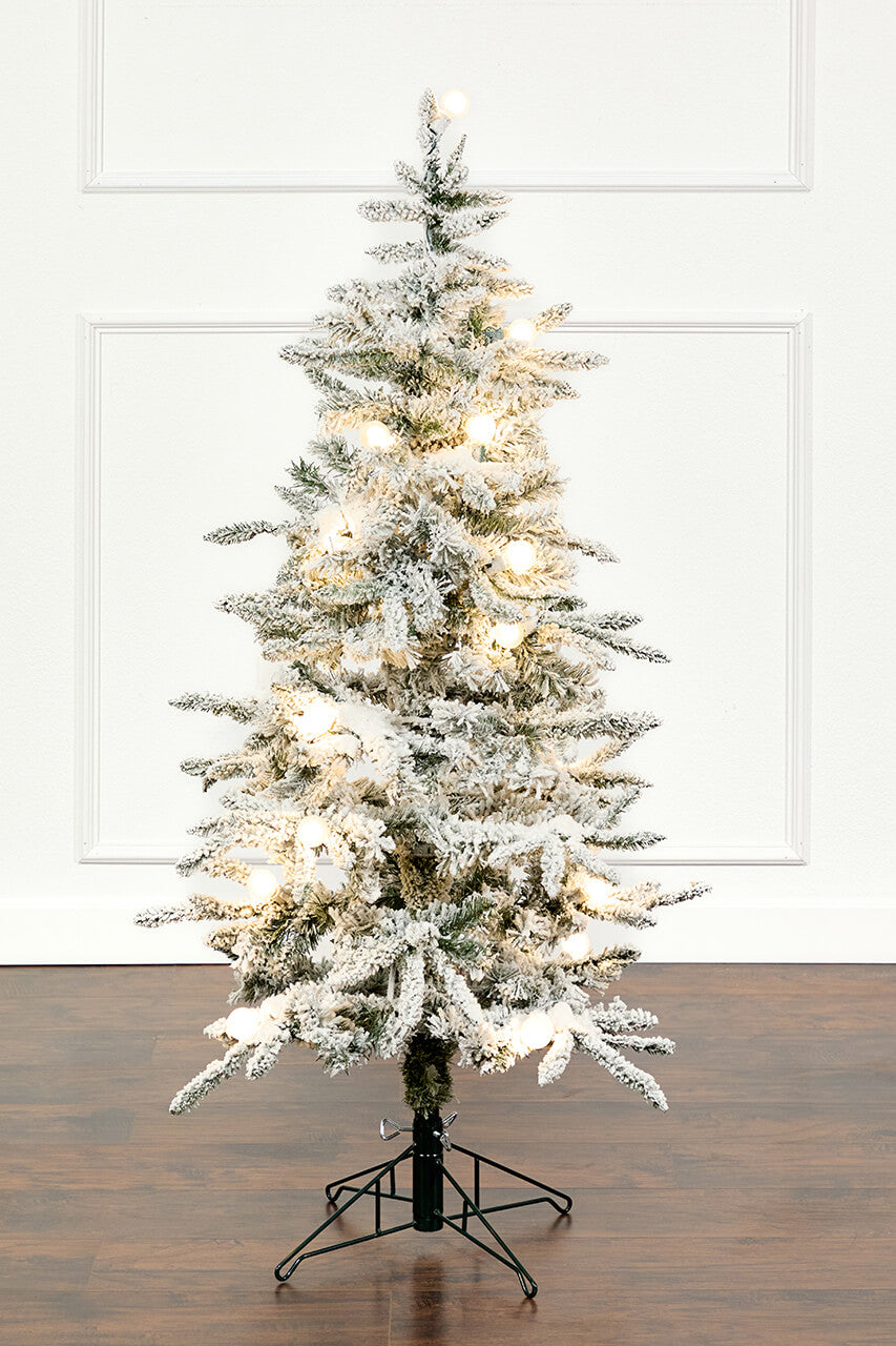 4.5' Flocked Christmas Tree with 22 G40 LED Lights